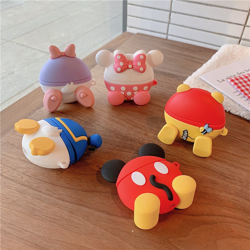 cute ass earphone case compatible for airpods 1/2/3/pro case funny Disney  Minnie Mickey Winnie the pooh Donald Duck Daisy butt protective cover