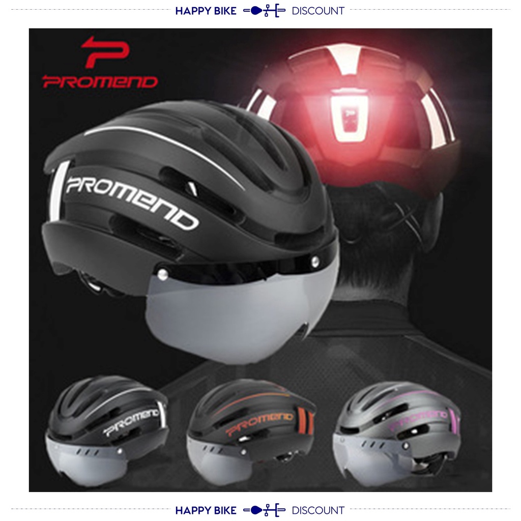 Promend Bicycle Helmet with Removable Magnetic Head Lens and Integrated USB LED Light Shopee Singapore