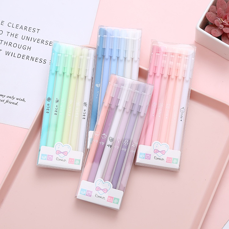 6 sets of simple and cute student signature pens/color Morandi/school ...