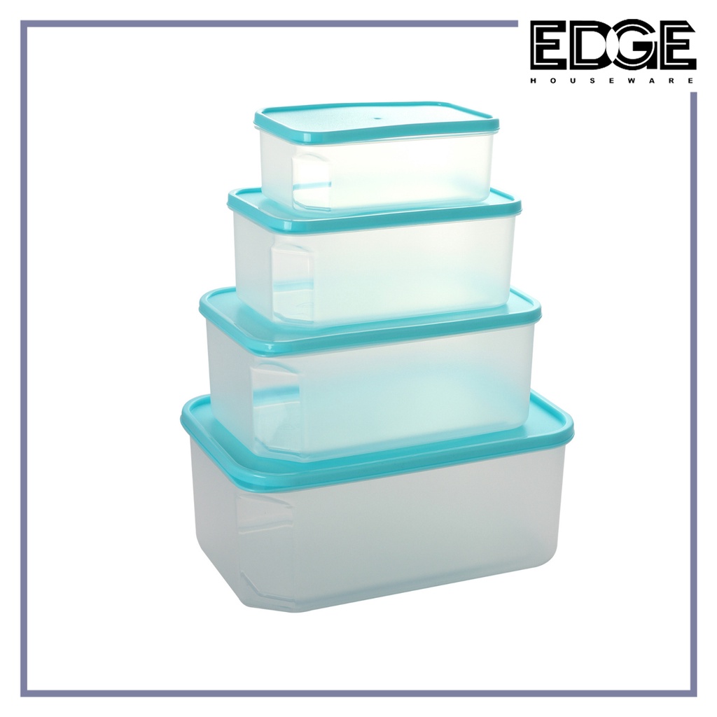Edge Set of 4 Rectangular Plastic Food Storage Containers with Lids ...