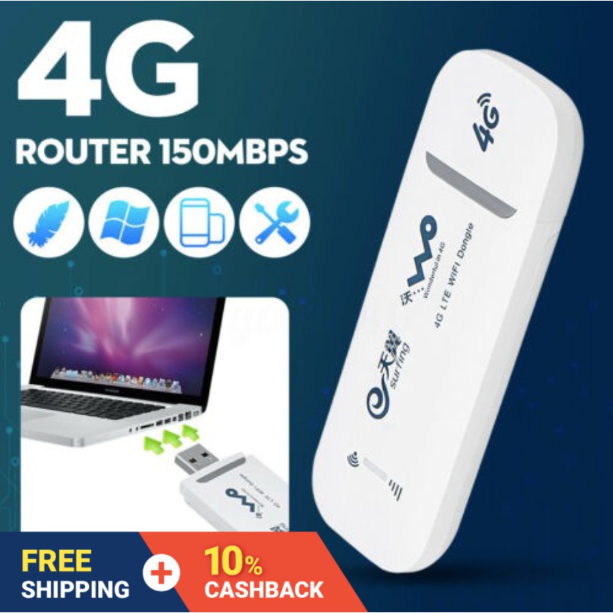 Klan ukendt blomst 4G LTE GSM 900/1800 SIM CARD WIFI Wireless USB Dongle Mobile Broadband  150Mbps Modem Mifi | Shopee Singapore