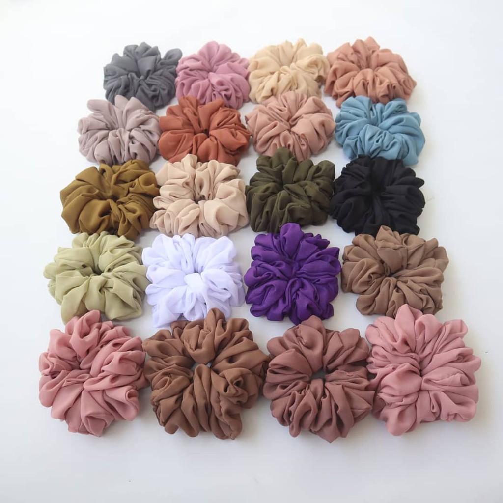 (DAPAT 2 PCS) Scrunchie Jumbo / Ikat Rambut / Cepol Hijab - Gambar 4