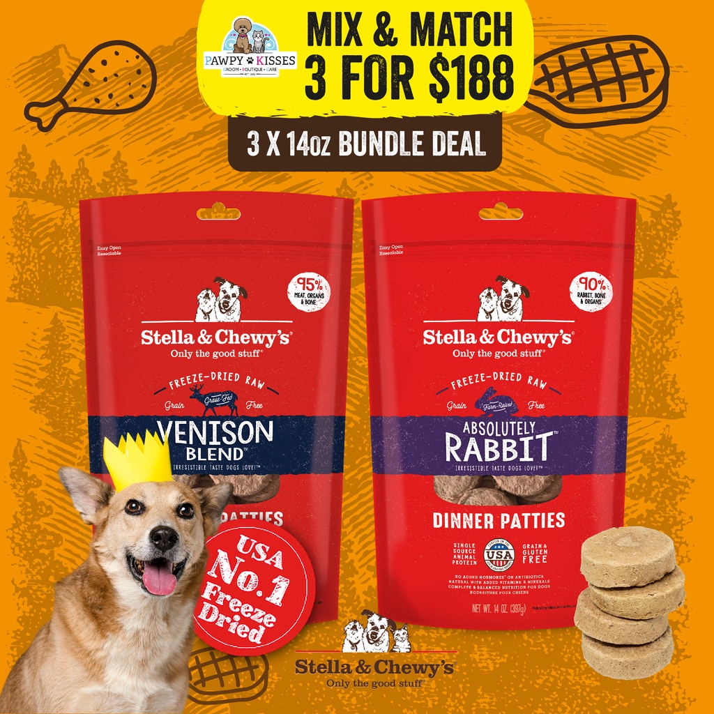Stella & Chewy's Venison | Rabbit Dinner Patties Raw Freeze Dried Dog ...