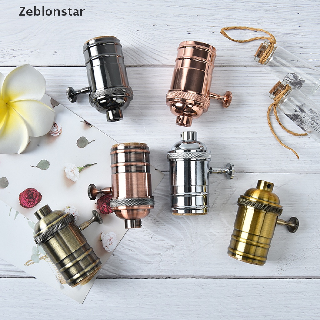 [star] e26/e27 retro vintage antique aluminum copper lamp light bulb holder socket (s) Shopee