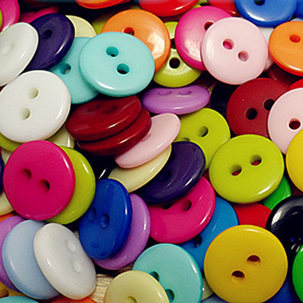 100Pcs Plastic Sewing Buttons Scrapbook 15mm 2 Holes for Craft DIY ...