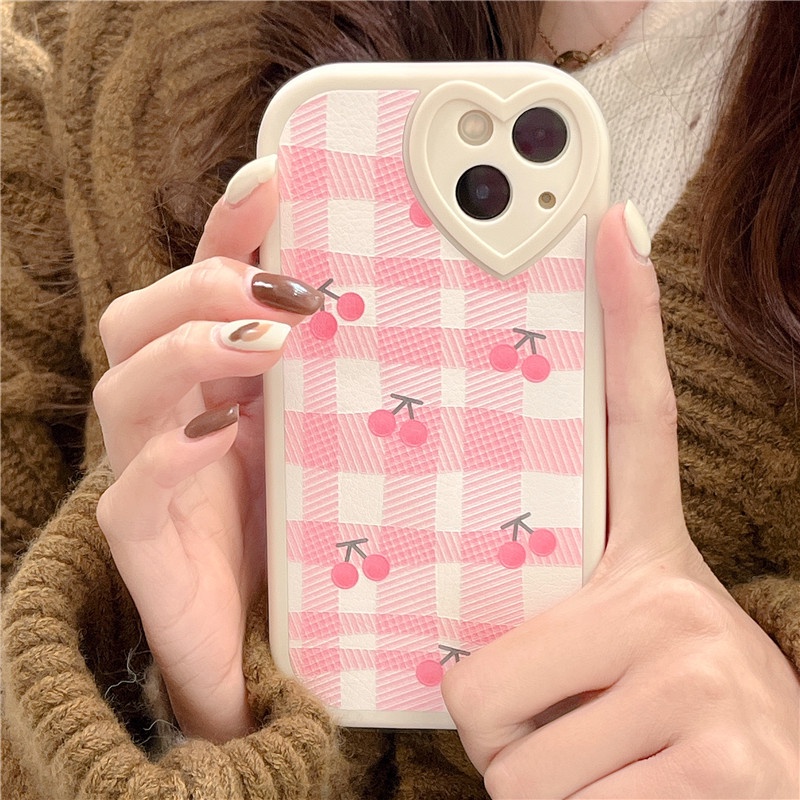 Pink Cherries Cover for iPhone Case PU Leather for iPhone 14 13 12