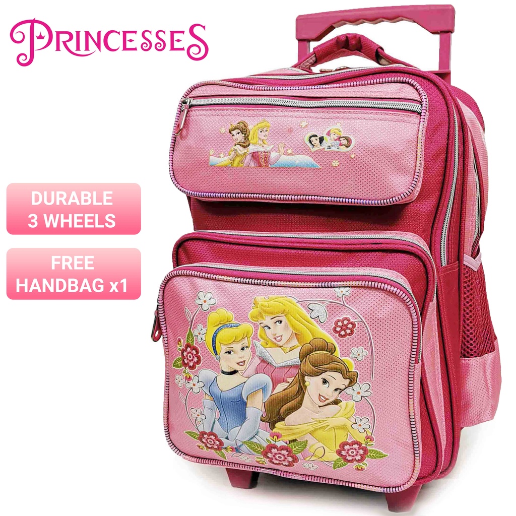 Disney Princesses 3 Wheel 3D Kid Children Trolley School Bag Backpack Beg Sekolah Shopee Singapore