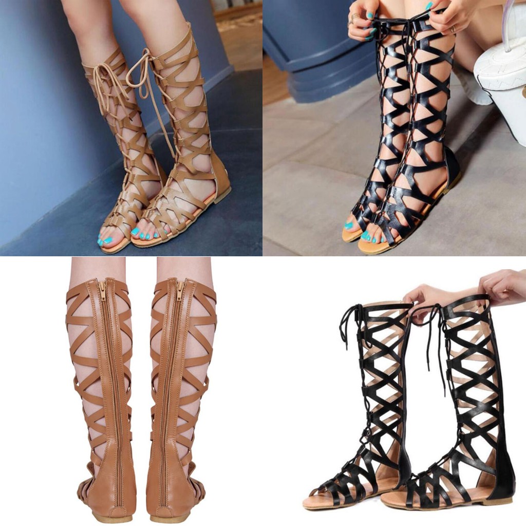 Gladiator boots hot sale knee high