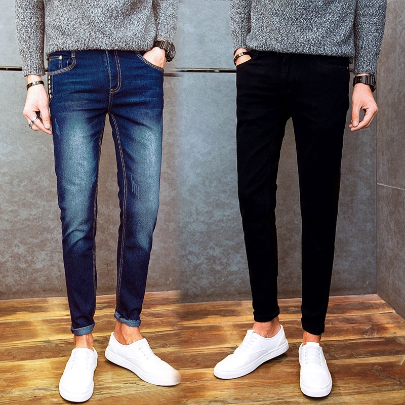 New Summer Ankle-Length Pants Men Cotton Straight Fit Fashion Thin