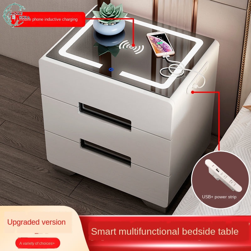 LUCKYKUKA Smart Bedside Table With Drawer Side Table Bedroom Bedside Table Drawer Bedside
