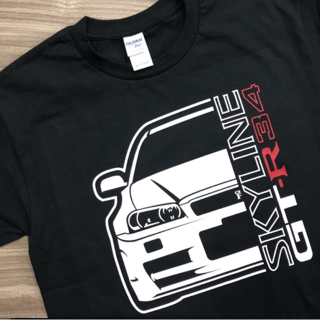 T-shirt Unisexe R34 GTR Skyline Fan Art – 100% Coton, Design JDM Drift, Marque Ohyphens Deign