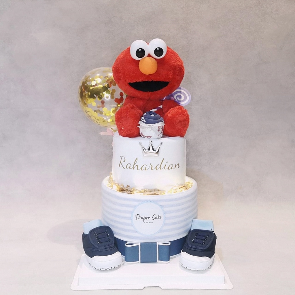 🇸🇬 🔥🔥🔥 2 Tier Elmo Diaper Cake Baby Hamper with Personalised Onesie and