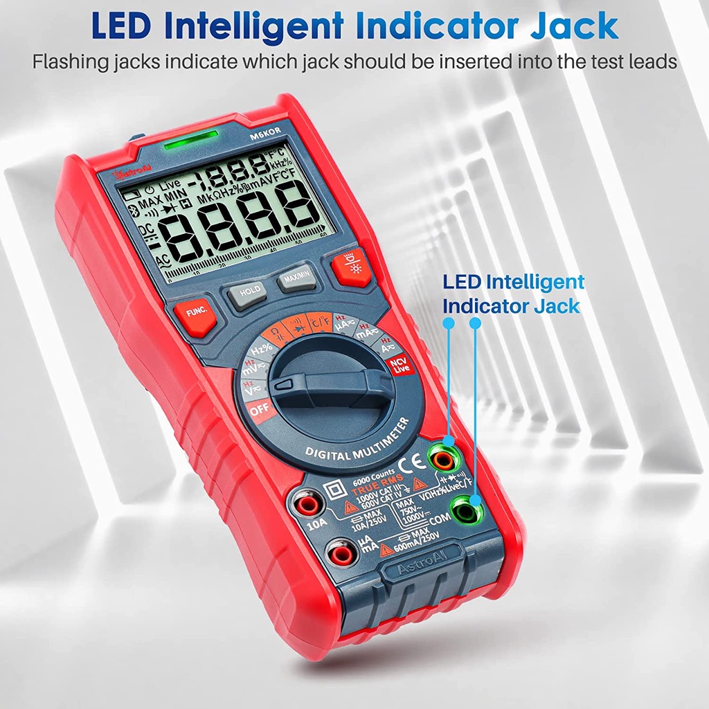 AstroAI Digital Multimeter TRMS 6000 Counts Auto-Ranging Voltage Tester ...