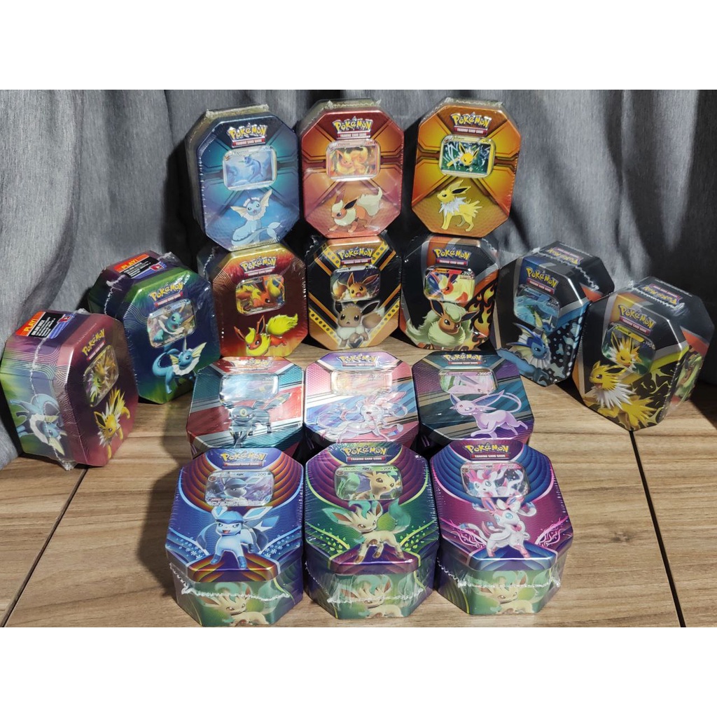 Pokemon TCG: Eevee Eeveelution Tins 16-Tin set (Rare Triple Effect Tins ...