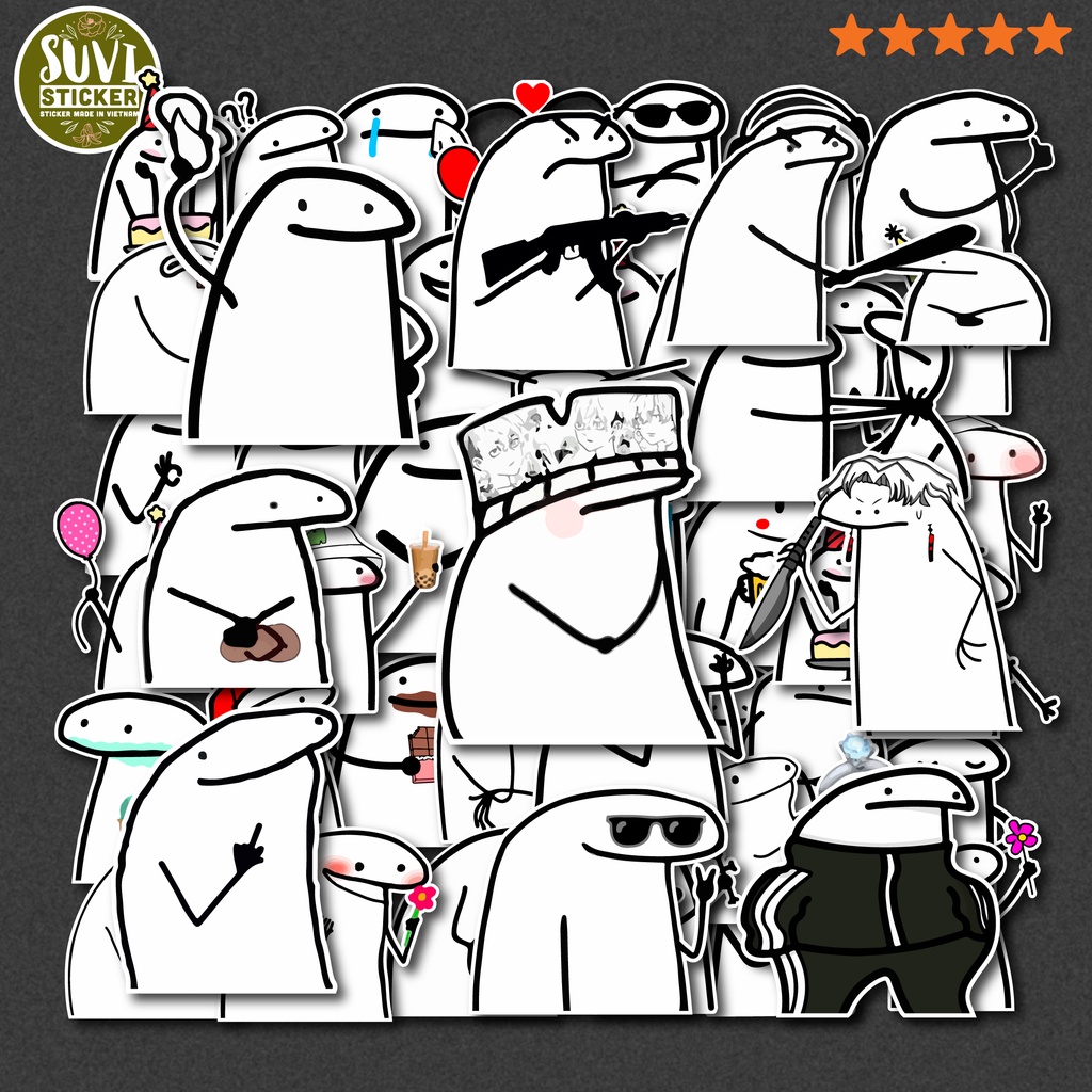 50 Stickers Flork Meme Waterproof sticker Helmet Stickers, Laptops