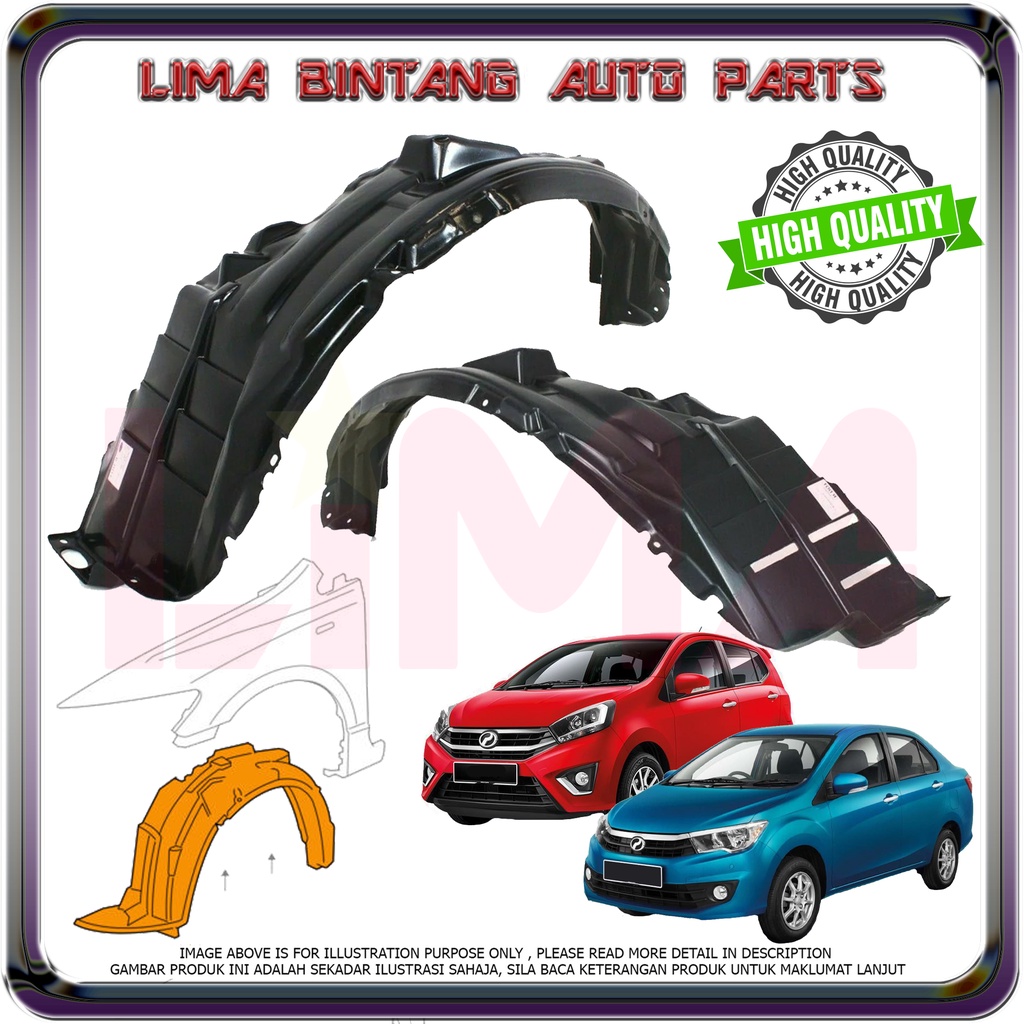 Perodua Axia , Bezza Front / Rear Fender Protector , Fender Liner Cover ...