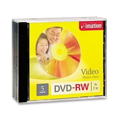 Imation DVD-RW 4.7GB Re-Writable Blank Disc Media (5pcs per pack) with ...