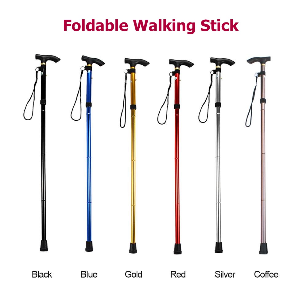 Folding Cane Foldable Adjustable Lightweight Aluminum Hiking Pole