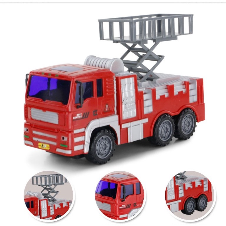 SG Next Day Ship) Big Fire Engines and Sanitation Truck Toy set (4