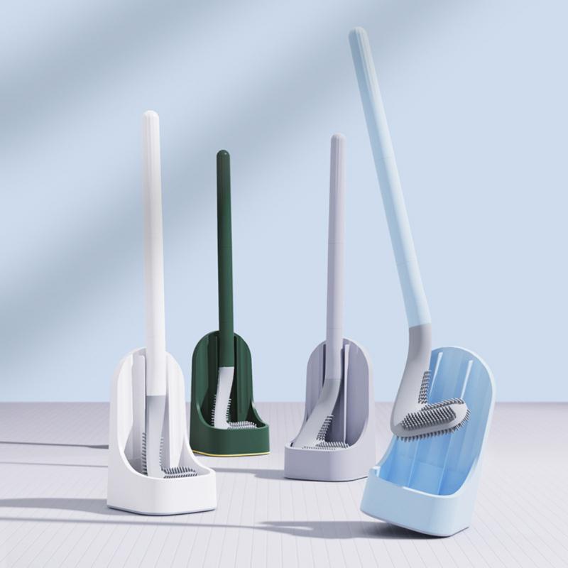Golf Silicone Toilet Brushes with Holder Set Long Handled Toilet