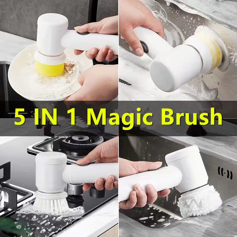 5 in 1 360 Spin Magic Brush Electric Cordless Cleaning Spin Scrubber ...