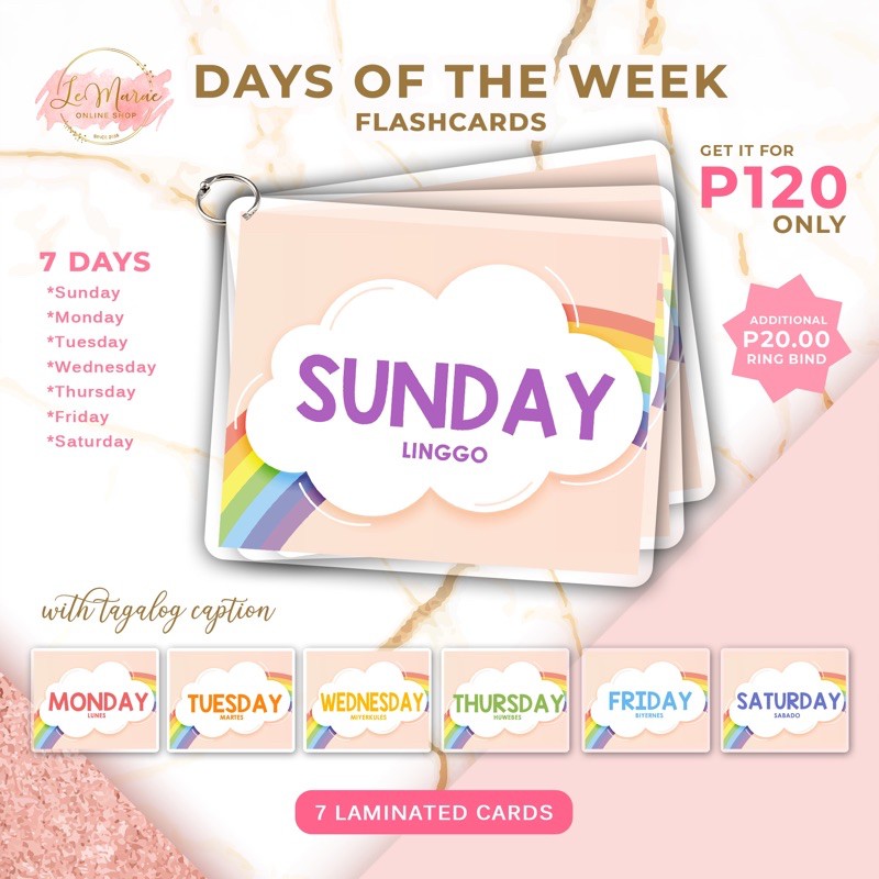 MGA ARAW SA ISANG LINGGO Days of the Week Tagalog Filipino Laminated ...