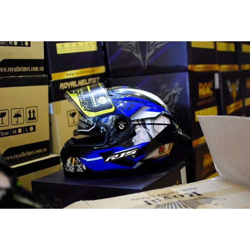 Fullface helmet ROC 03 Yamaha R15 blue gp | Shopee Singapore