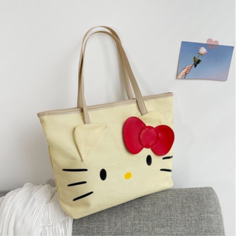 SG Hello Kitty Tote Bag Cute Tote Bags Women Tote Bag Cute Bag Ladies Bag Creative Bag Canvas Tote Bag Cute Kitty Bag Shopee Singapore