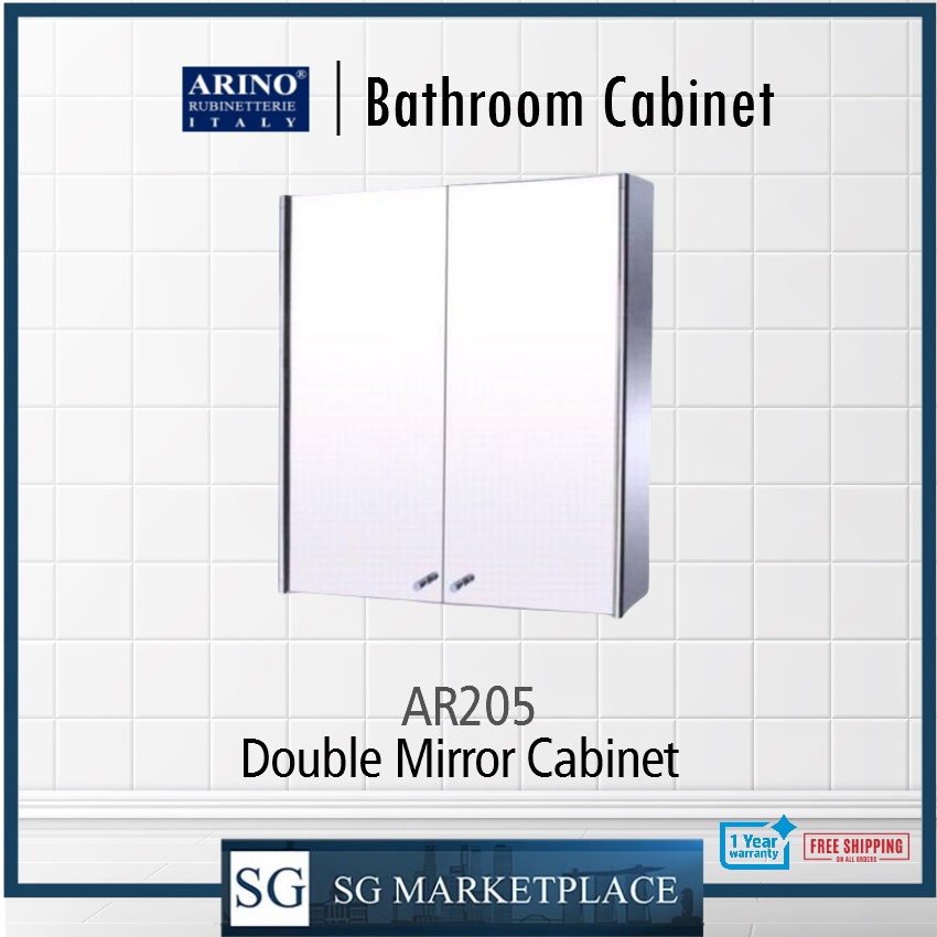 Arino Double Door Mirror Bathroom AR205 Stainless Steel Free Shipping 1 Year