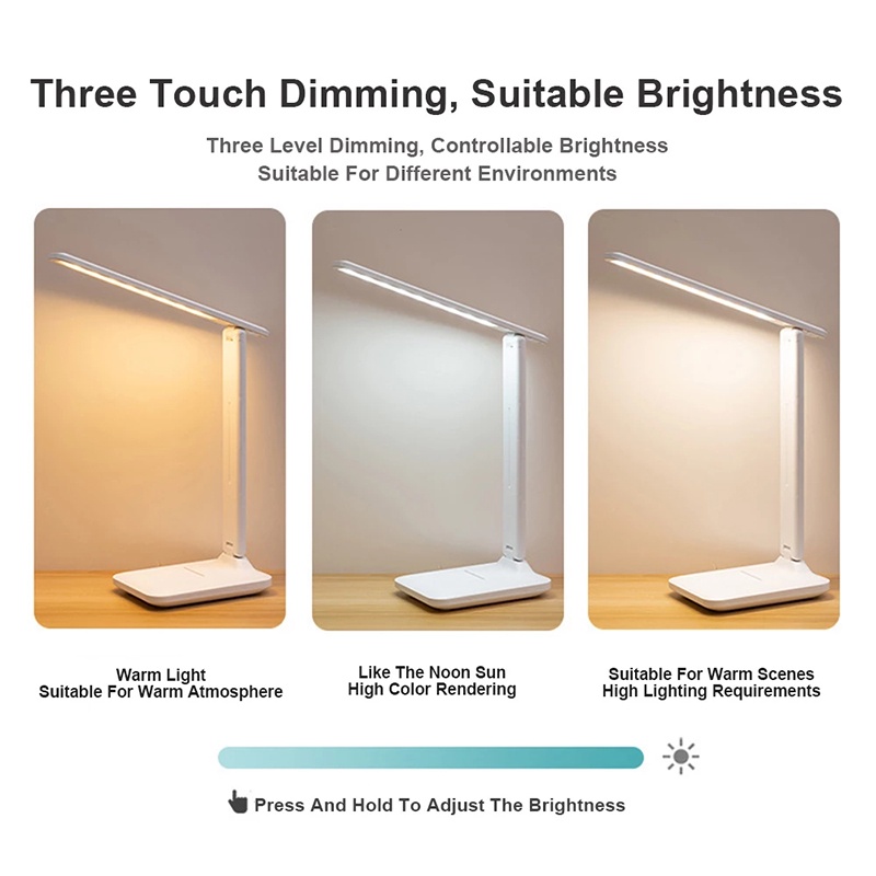 Study Lamp Foldable Rotatable Desk Lamp Touch Switch LED Table Lamp ...