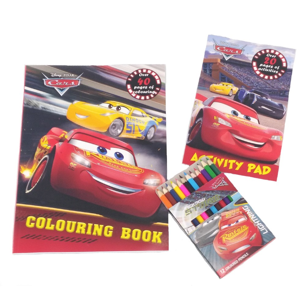Disney Cars 3 Race Activity & Coloring Book with Color Pencil Set ...