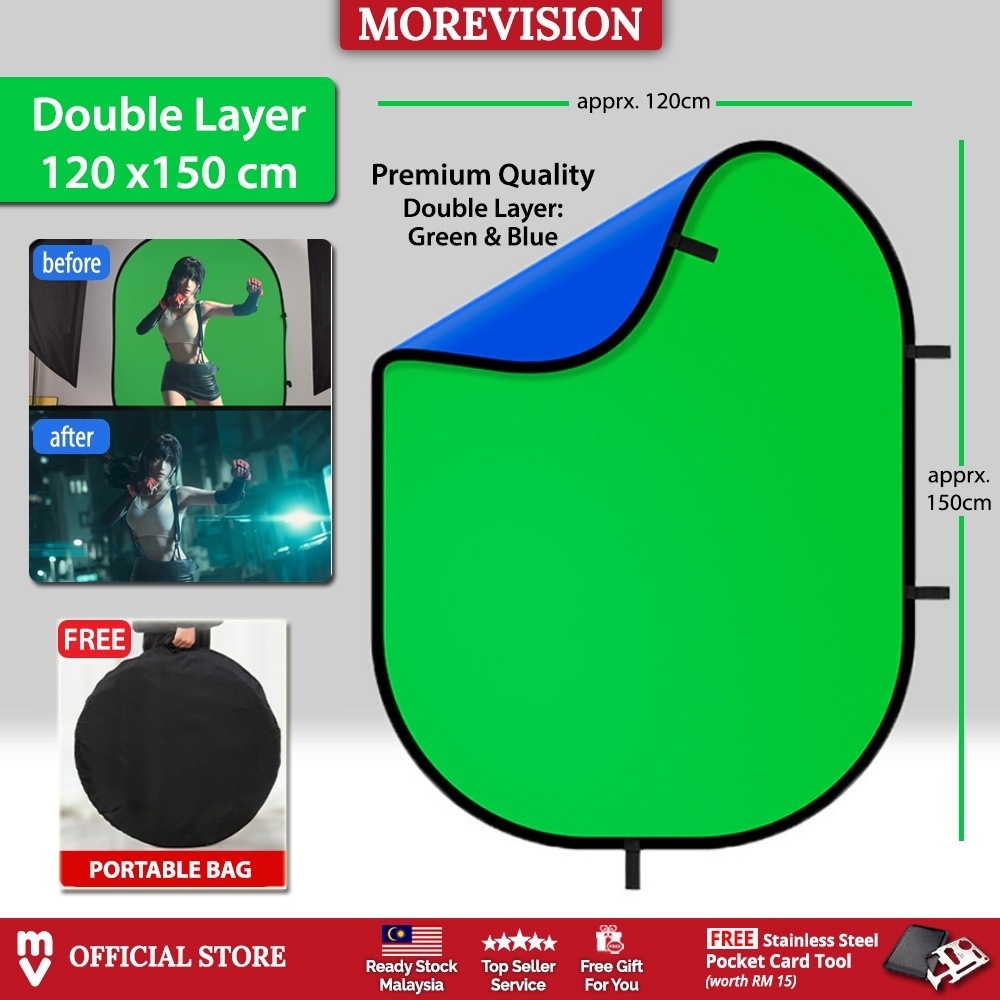 Green Screen Backdrops with Stand Double Layer Photography Background ...