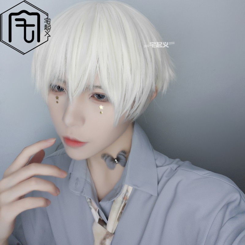 White hair wig male sales