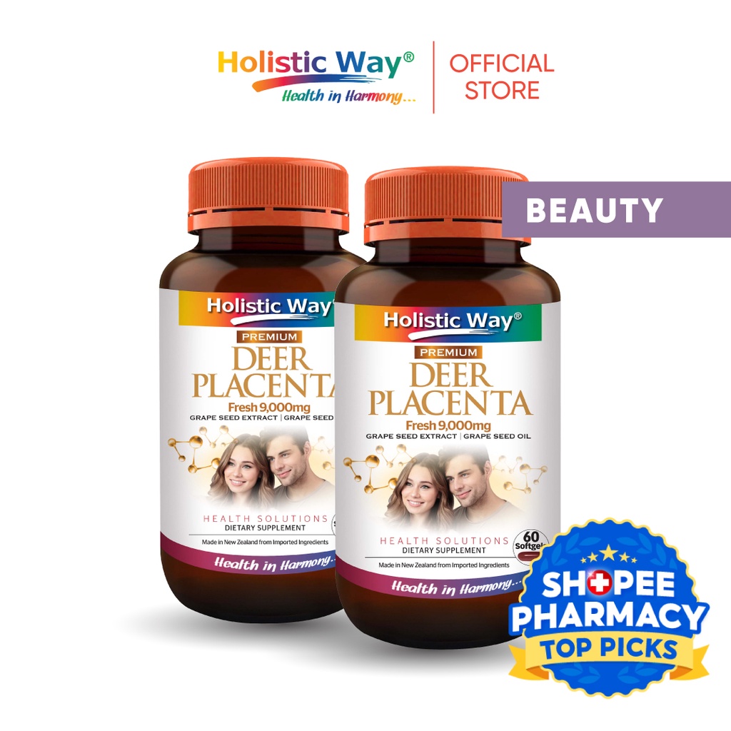 [Bundle of 2] Holistic Way Premium Deer Placenta Fresh 9000mg (60 Softgels x 2)