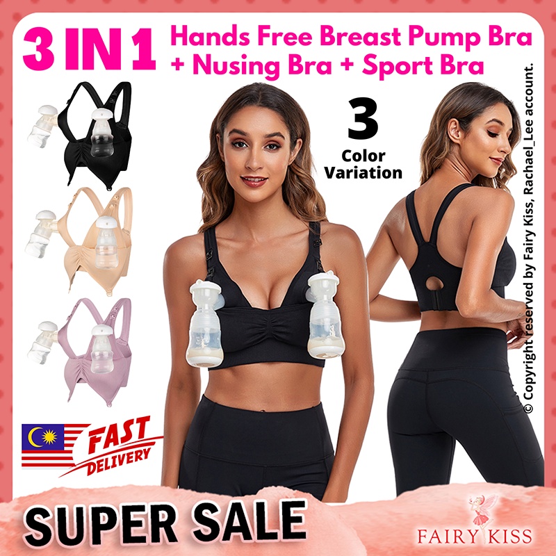 3 in 1 Handfree Pumping bra nursing bra Sport Bra, maternity bra Hands  free bra utk Pam Susu Badan / Handsfree Bra