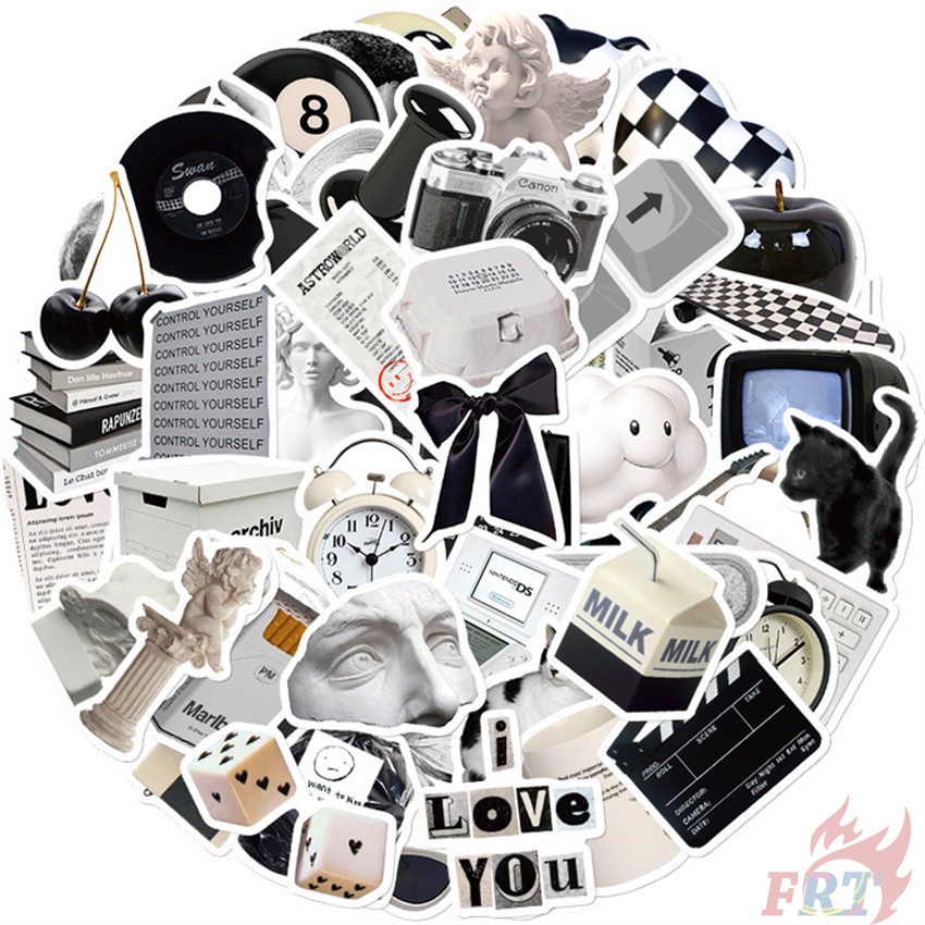 60Pcs/Set Nordic Classical Black & White Style Series 01 Stickers ...