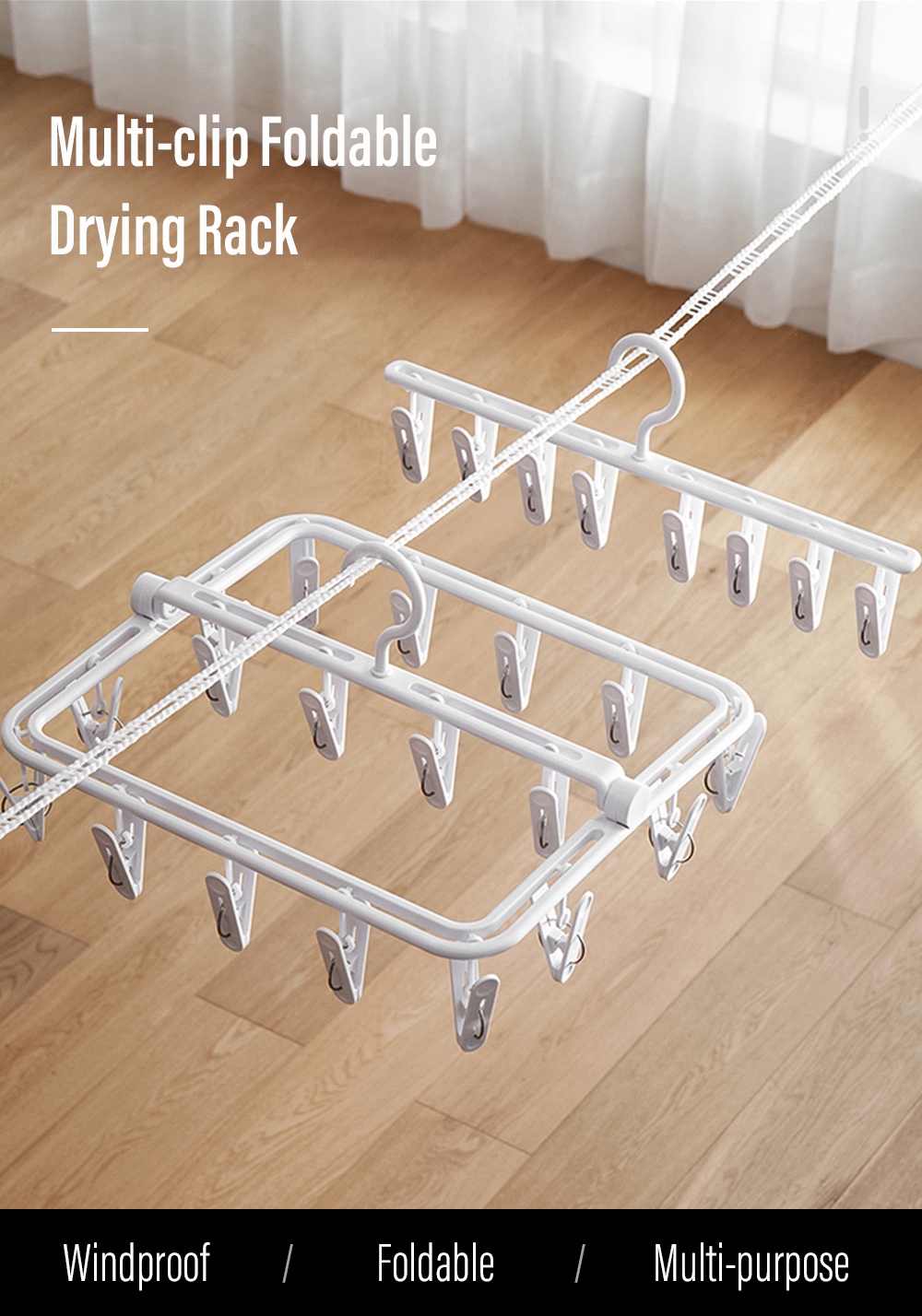 Multi-clip Foldable Drying Rack Plastic Underwear Drying Hanger ABS ...