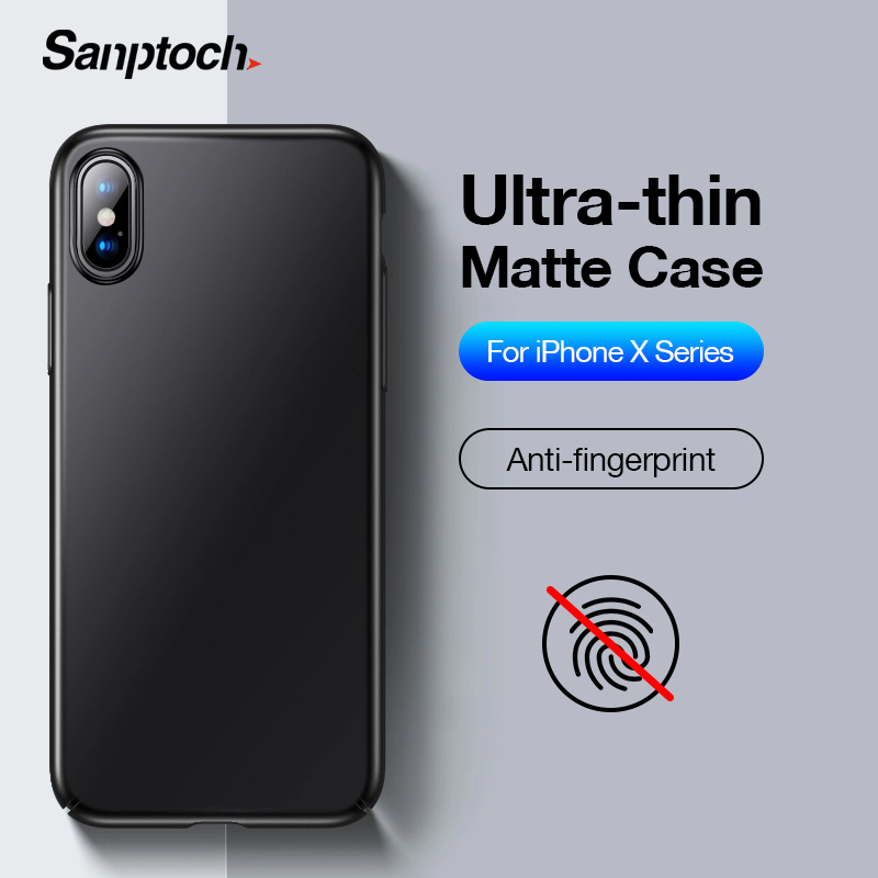 Sanptoch Ultra-thin Matte Phone Case For iPhone X Xs Max XR Anti-fingerprint Protector Cover For iPhone 7 8 Plus SE 2020 Slim Hard PC Casing