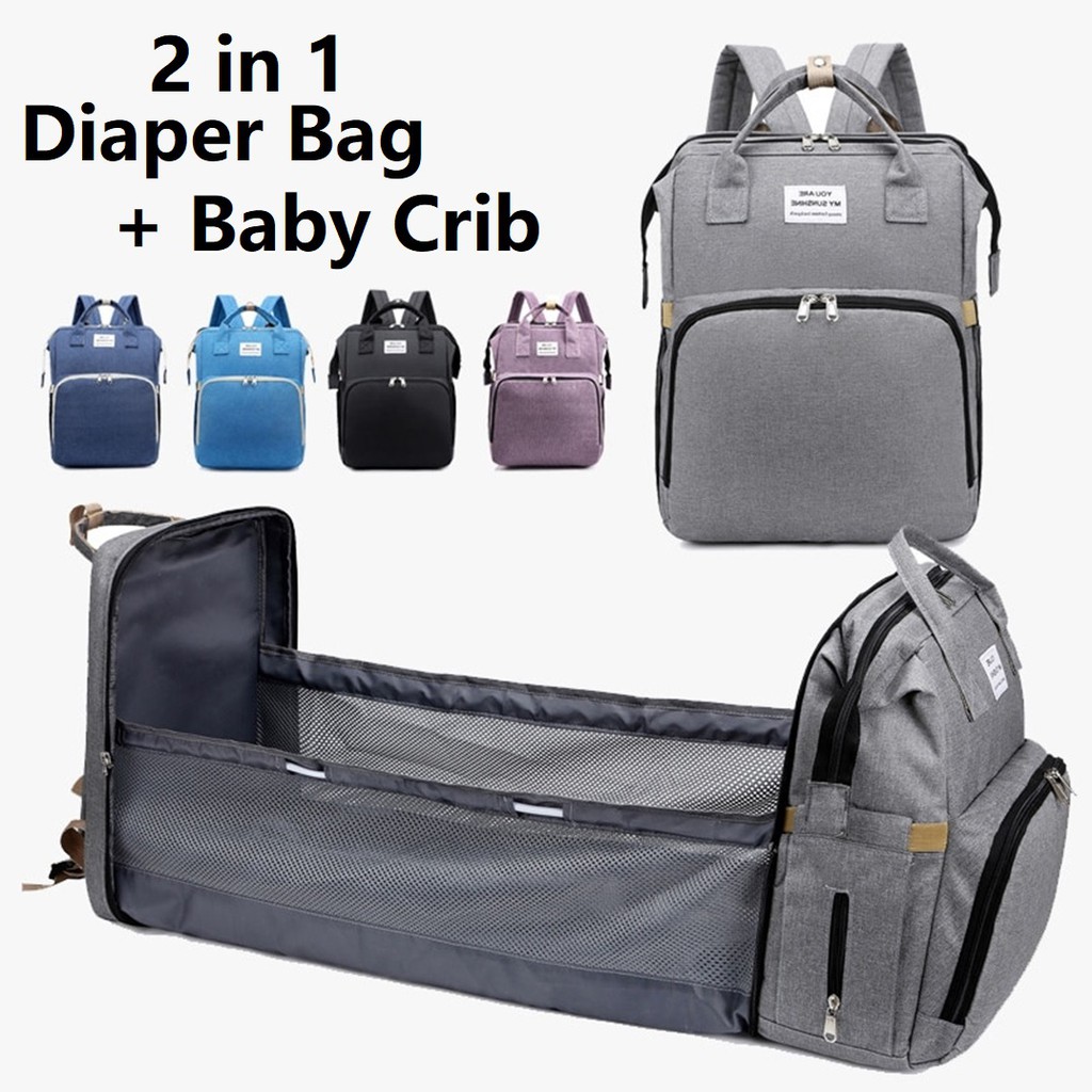 Mummy Bag with Crib Diaper Bag Travel Bag with Baby Bed Crib