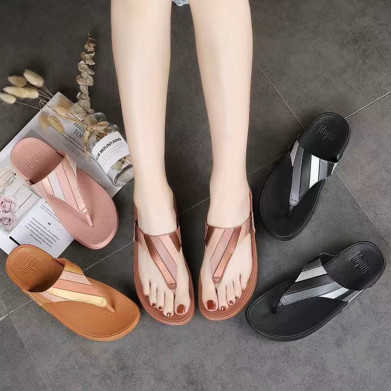 Fashion Slippers 7369-33 fashion korean two strap flat Slippers new ...