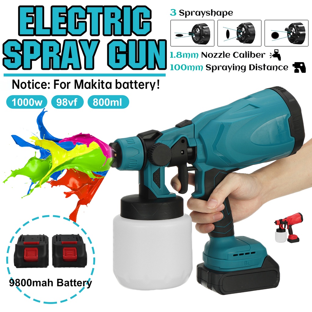 1500W 800ml Cordless Electric Spray Gun High Power Home Paint Sprayer ...