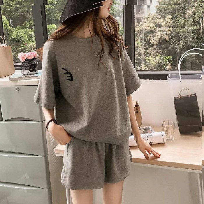 Pajamas women's summer two piece suit loose 200 kg fat mm fattening plus plus size suit leisure sports home wear