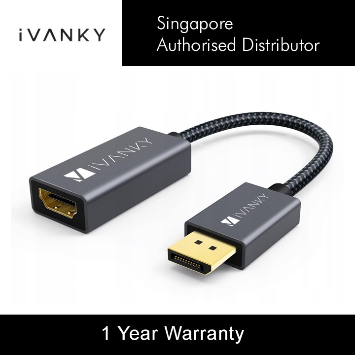 iVANKY Display port Male to HDMI Female Adapter - Black Grey (Nylon ...