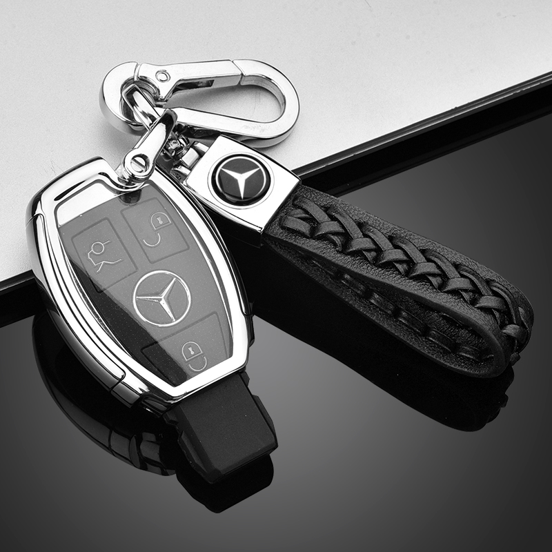 Shiny TPU Leather Mercedes Keychain Strap Cover For Mercedes Benz