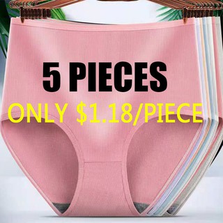 5pcs Women Underwear High Waist Cotton Briefs Ladies Panties Tummy Control  Panty S