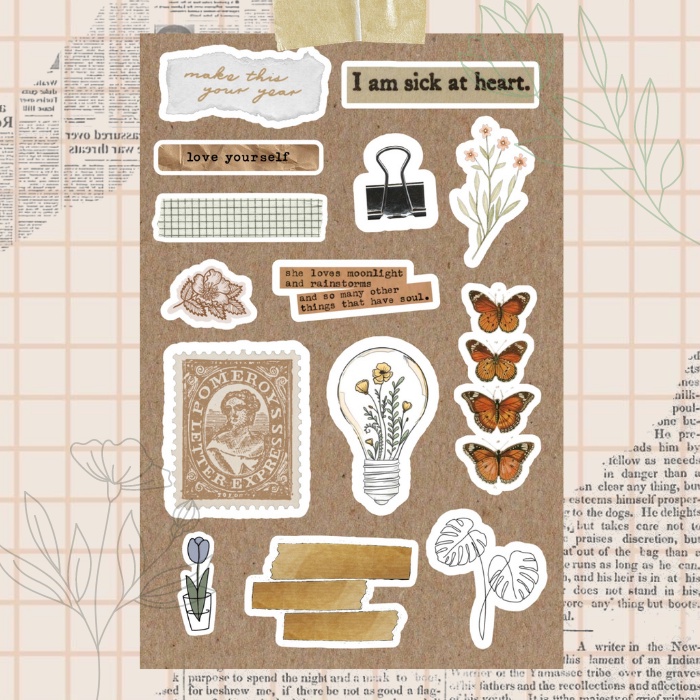 PART 1 Brown Vintage Stickers Aesthetic Chocolate Sticker Vintage