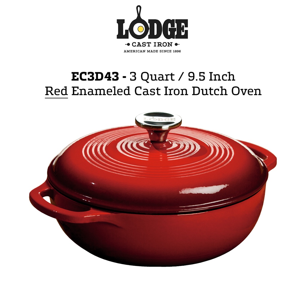 Lodge EC1D43 1.5 Qt. Island Spice Red Enameled Cast Iron Dutch Oven