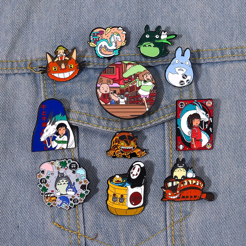 Hayao Miyazaki Anime Cute Totoro Brooch Pin Spirited Away Enamel Pin ...