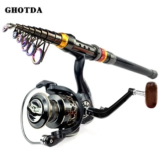 2.1M High Quality Rod Reel Combos Super Short Pocket Fishing Rod Telescopic  Carbon Spinning Rod Travel Fishing Tackle pesca