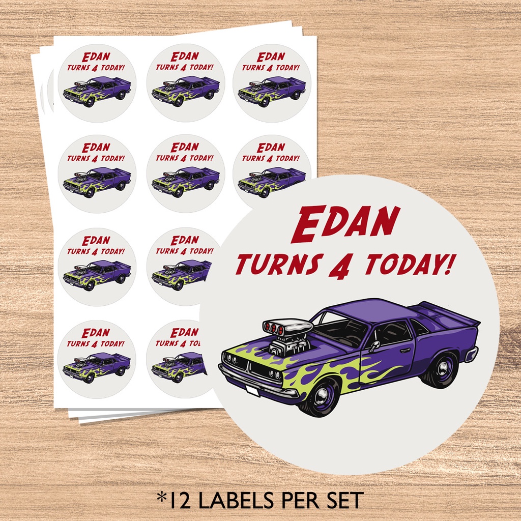Personalised Birthday Goodie Bag labels Favor Police Car Race Car